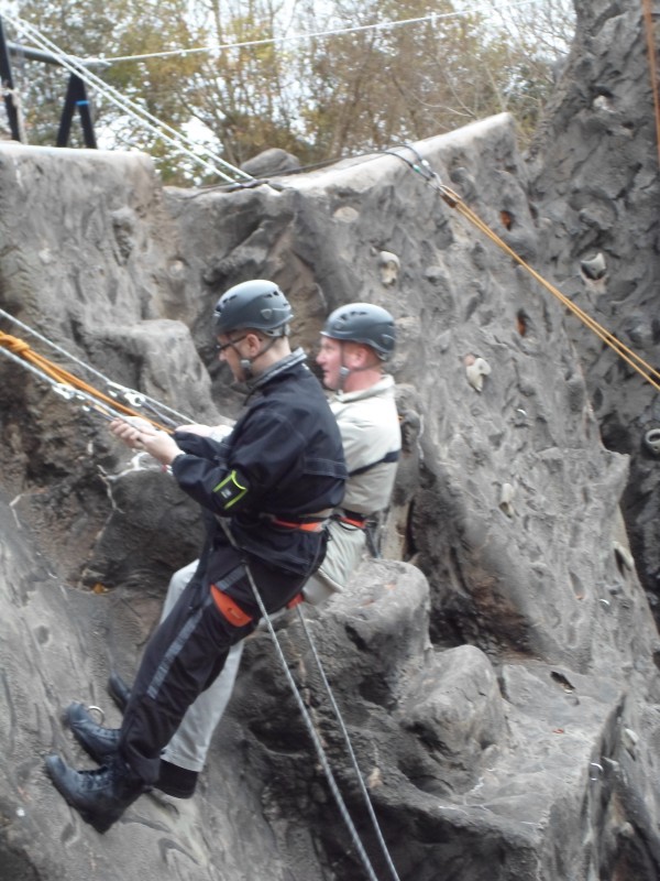 Nick and Paul abseiling